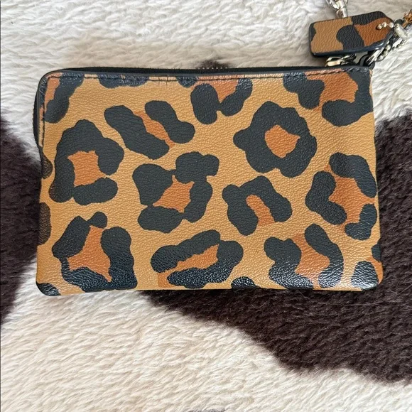 Coach Leopard Print Wristlet in Tan and Black - Picture 2 of 3